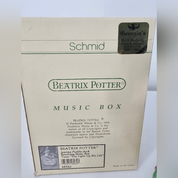 Schmid Jemima Puddle Duck Revolving Music Box RARE - Picture 5 of 6